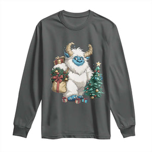 Funny Yule Yeti Long Sleeve Shirt Christmas Mythical Creature Winter Solstice TS11 Dark Heather Print Your Wear