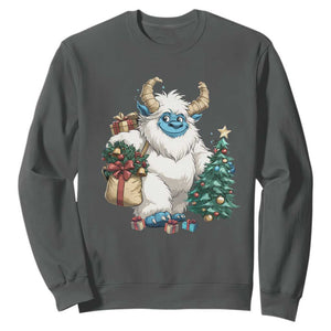 Funny Yule Yeti Sweatshirt Christmas Mythical Creature Winter Solstice TS11 Dark Heather Print Your Wear