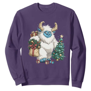 Funny Yule Yeti Sweatshirt Christmas Mythical Creature Winter Solstice TS11 Purple Print Your Wear