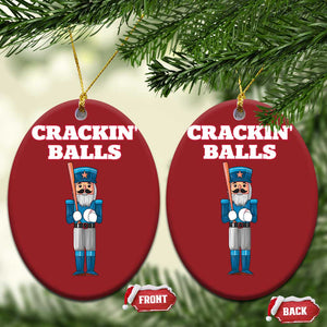 Funny Nutcracker Baseball Christmas Ornament Crackin' Balls Baseball Players TS11 Oval Red Print Your Wear