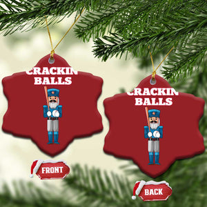 Funny Nutcracker Baseball Christmas Ornament Crackin' Balls Baseball Players TS11 Snow Flake Red Print Your Wear