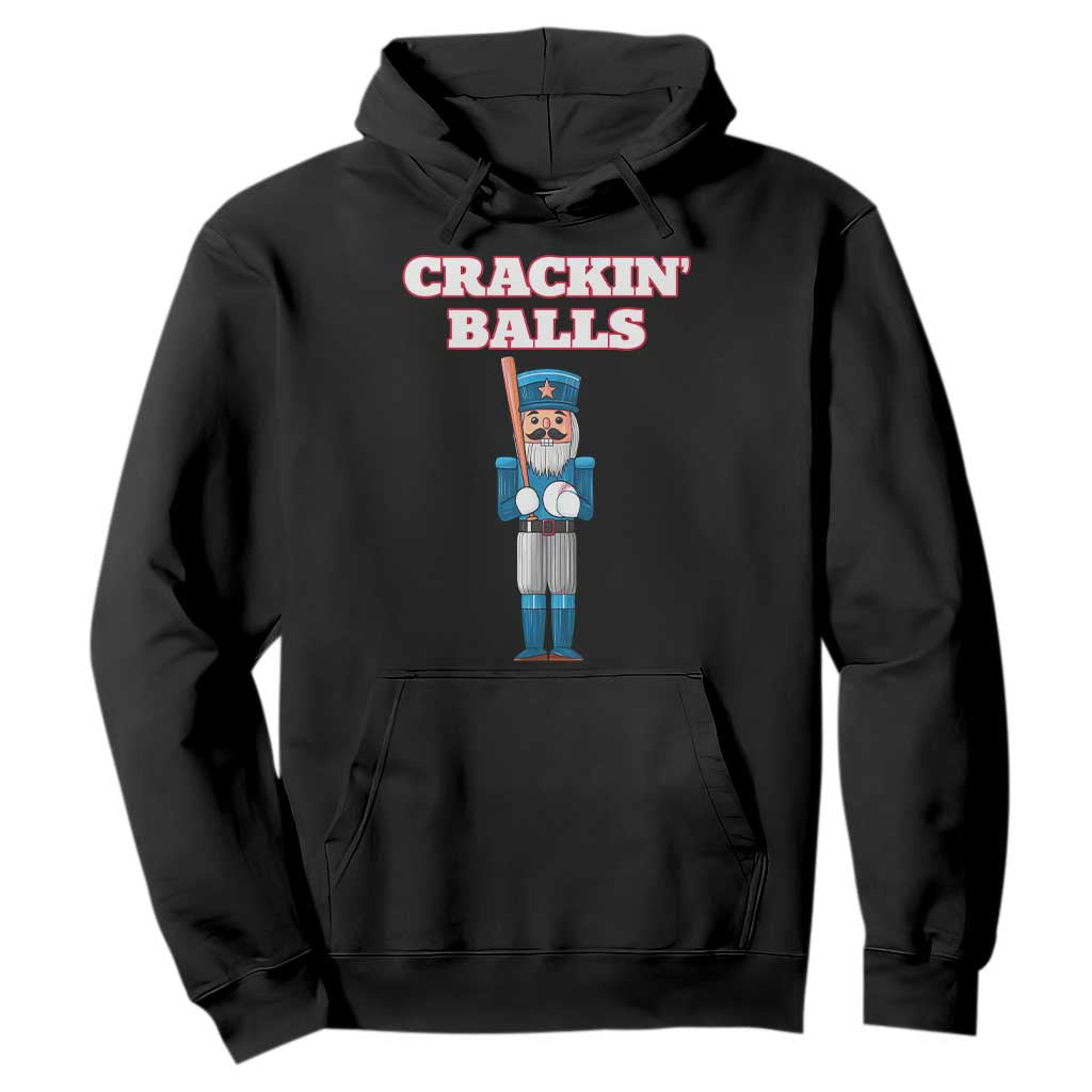 Funny Nutcracker Baseball Hoodie Crackin' Balls Baseball Players TS11 Black Print Your Wear