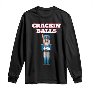 Funny Nutcracker Baseball Long Sleeve Shirt Crackin' Balls Baseball Players TS11 Black Print Your Wear