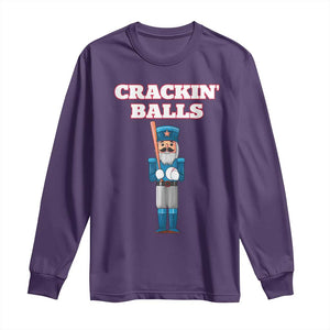 Funny Nutcracker Baseball Long Sleeve Shirt Crackin' Balls Baseball Players TS11 Purple Print Your Wear