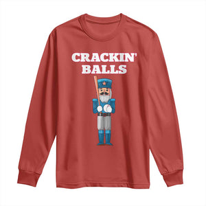 Funny Nutcracker Baseball Long Sleeve Shirt Crackin' Balls Baseball Players TS11 Red Print Your Wear