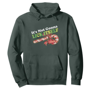 Funny Christmas Candy Cane Hoodie It's Not Gonna Lick Itself TS11 Dark Forest Green Print Your Wear