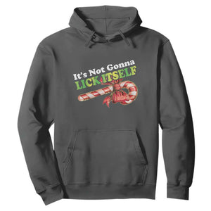 Funny Christmas Candy Cane Hoodie It's Not Gonna Lick Itself TS11 Dark Heather Print Your Wear