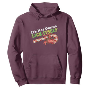 Funny Christmas Candy Cane Hoodie It's Not Gonna Lick Itself TS11 Maroon Print Your Wear