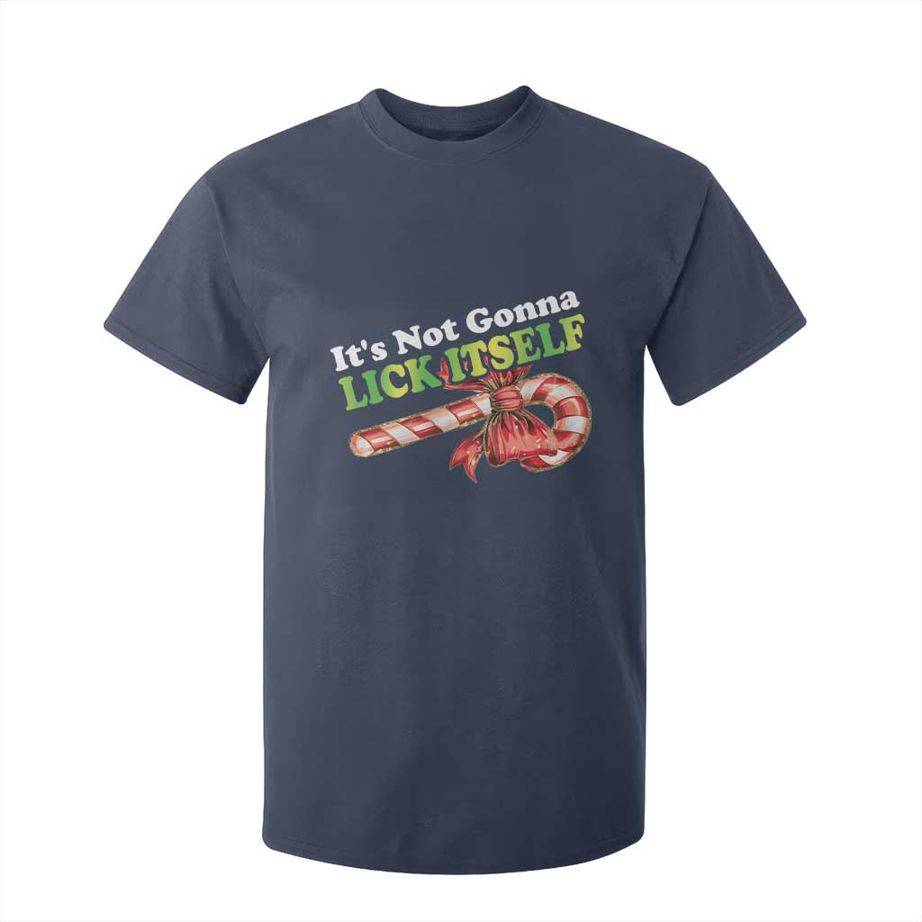 Funny Christmas Candy Cane T Shirt For Kid It's Not Gonna Lick Itself TS11 Navy Print Your Wear