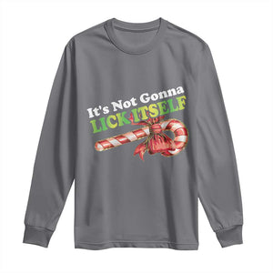 Funny Christmas Candy Cane Long Sleeve Shirt It's Not Gonna Lick Itself TS11 Charcoal Print Your Wear