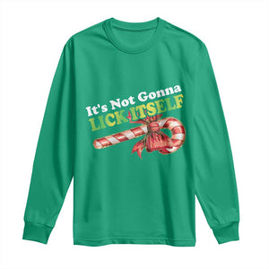 Funny Christmas Candy Cane Long Sleeve Shirt It's Not Gonna Lick Itself TS11 Irish Green Print Your Wear