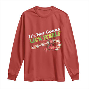 Funny Christmas Candy Cane Long Sleeve Shirt It's Not Gonna Lick Itself TS11 Red Print Your Wear