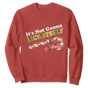 Funny Christmas Candy Cane Sweatshirt It's Not Gonna Lick Itself TS11 Red Print Your Wear