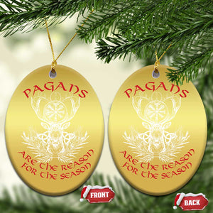 Pagans Are The Reason For The Season Christmas Ornament Yule Pagan Xmas Vegvisir Symbol TS11 Oval Gold Print Your Wear