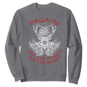 Pagans Are The Reason For The Season Sweatshirt Yule Pagan Christmas Vegvisir Symbol TS11 Charcoal Print Your Wear