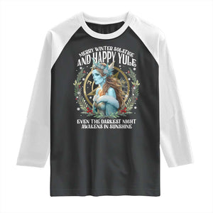 Yule Raglan Shirt Merry Winter Solstice And Happy Yule Marzanna Xmas TS11 Black White Print Your Wear