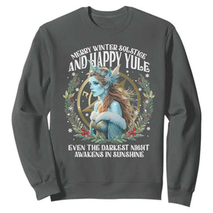 Yule Sweatshirt Merry Winter Solstice And Happy Yule Marzanna Xmas TS11 Dark Heather Print Your Wear