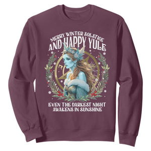 Yule Sweatshirt Merry Winter Solstice And Happy Yule Marzanna Xmas TS11 Maroon Print Your Wear