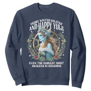 Yule Sweatshirt Merry Winter Solstice And Happy Yule Marzanna Xmas TS11 Navy Print Your Wear