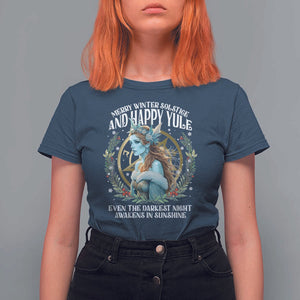 Yule T Shirt For Women Merry Winter Solstice And Happy Yule Marzanna Xmas TS11 Navy Print Your Wear