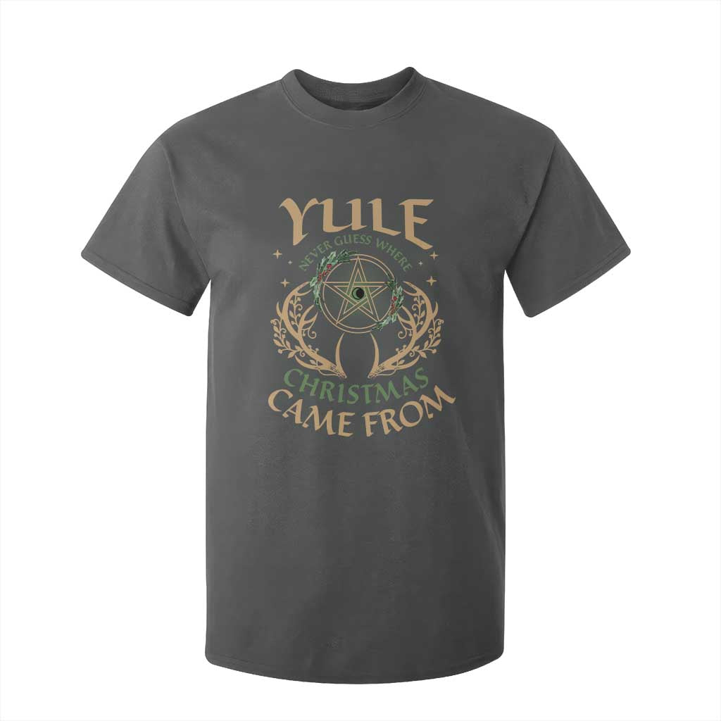 Yule Never Guess Where Christmas Come From T Shirt For Kid Pentagram Circle TS11 Dark Heather Print Your Wear