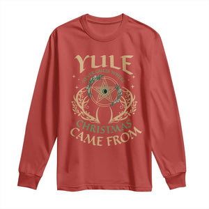 Yule Never Guess Where Christmas Come From Long Sleeve Shirt Pentagram Circle TS11 Red Print Your Wear