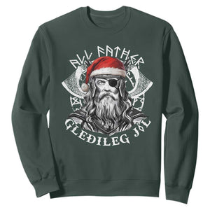 Christmas Viking Sweatshirt All Father Gledileg Jol Vintage Santa Odin TS11 Dark Forest Green Print Your Wear