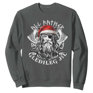 Christmas Viking Sweatshirt All Father Gledileg Jol Vintage Santa Odin TS11 Dark Heather Print Your Wear