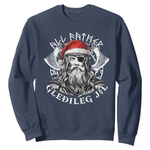 Christmas Viking Sweatshirt All Father Gledileg Jol Vintage Santa Odin TS11 Navy Print Your Wear