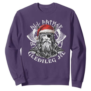 Christmas Viking Sweatshirt All Father Gledileg Jol Vintage Santa Odin TS11 Purple Print Your Wear