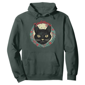 Funny Yule Cat Hoodie Jlaktturinn Yule Christmas Black Cat TS11 Dark Forest Green Print Your Wear