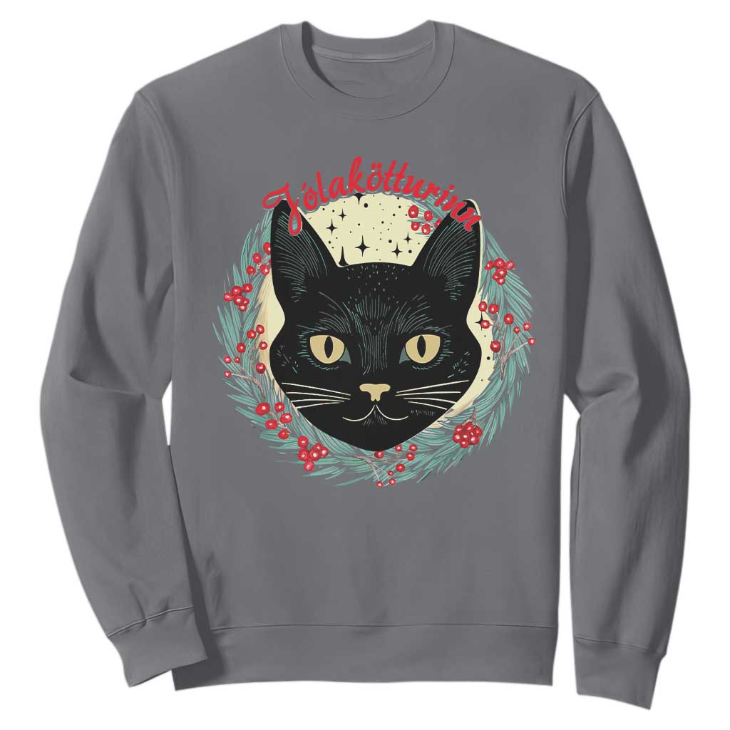 Funny Yule Cat Sweatshirt Jlaktturinn Yule Christmas Black Cat TS11 Charcoal Print Your Wear