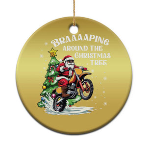 Funny Xmas Biker Christmas Ornament Braaaaping Around The Christmas Tree Dirt Bike Santa TS11 Print Your Wear