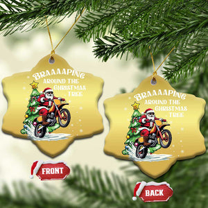 Funny Xmas Biker Christmas Ornament Braaaaping Around The Christmas Tree Dirt Bike Santa TS11 Snow Flake Gold Print Your Wear