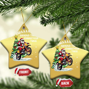 Funny Xmas Biker Christmas Ornament Braaaaping Around The Christmas Tree Dirt Bike Santa TS11 Star Gold Print Your Wear