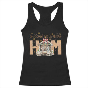 Oh Come Let Us Adore Him Racerback Tank Top Christian Christmas Nativity Scene TS11 Black Print Your Wear