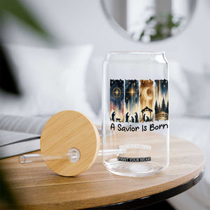 Christian Christmas Glass Can A Savior Is Born Jesus Nativity Scene TS11 Print Your Wear