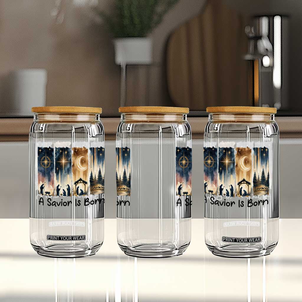 Christian Christmas Glass Can A Savior Is Born Jesus Nativity Scene TS11 Print Your Wear