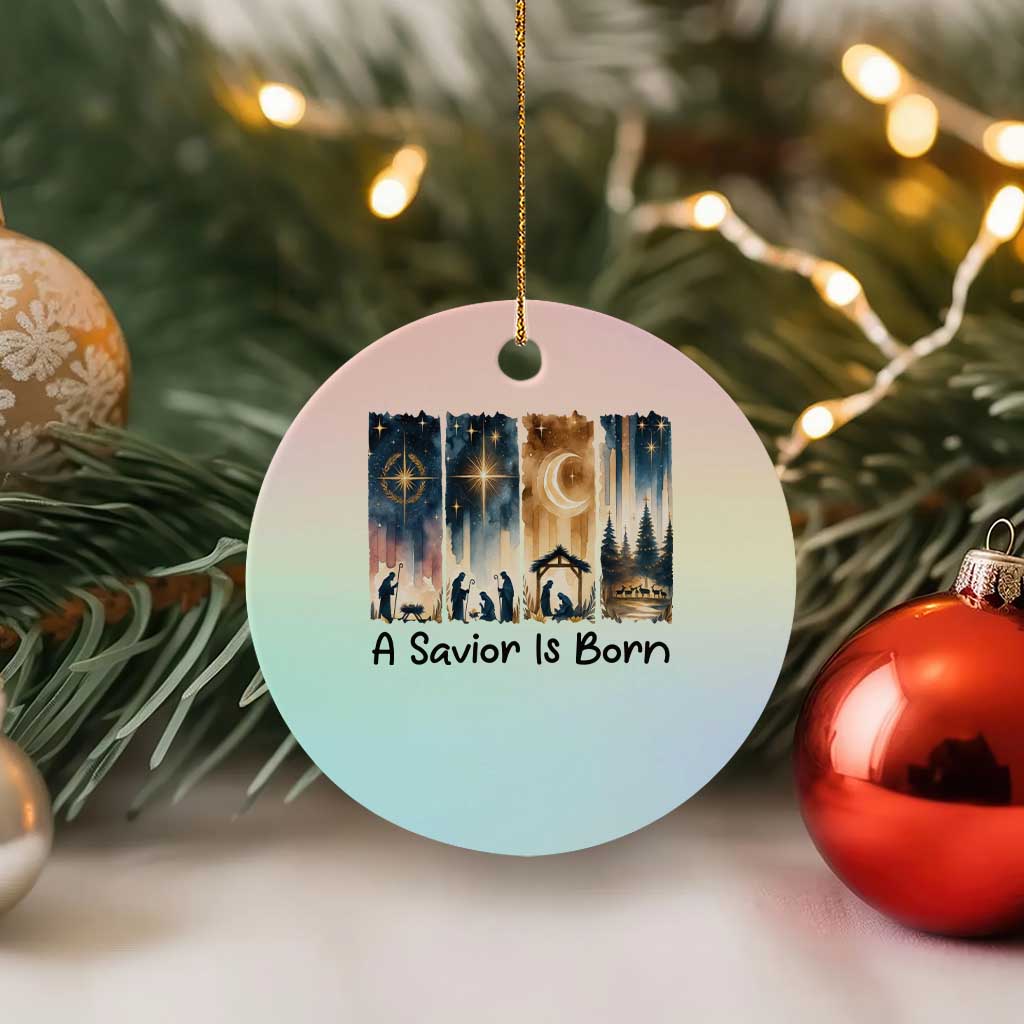 Christian Xmas Ceramic Ornament A Savior Is Born Jesus Nativity Scene TS11 1pc Pastel Print Your Wear