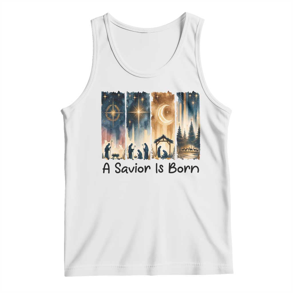 Christian Christmas Tank Top A Savior Is Born Jesus Nativity Scene TS11 White Print Your Wear