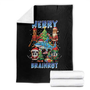 Funny Italian Brainrot Meme Christmas Throw Blanket Merry Brainrot Xmas Gen Alpha TS11 Black Print Your Wear