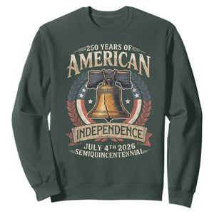 250 years Of America Independence Sweatshirt 250th American Anniversary Liberty Bell TS11 Dark Forest Green Print Your Wear