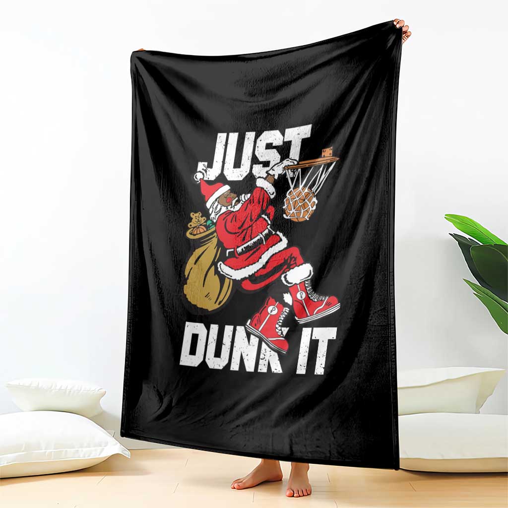 Funny Black Santa Christmas Basketball Throw Blanket Just Dunk It Xmas Sport TS11 Print Your Wear