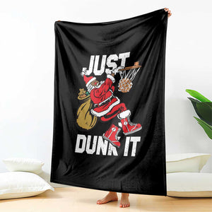 Funny Black Santa Christmas Basketball Throw Blanket Just Dunk It Xmas Sport TS11 Print Your Wear