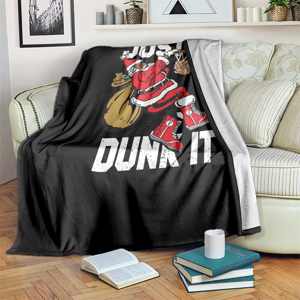 Funny Black Santa Christmas Basketball Throw Blanket Just Dunk It Xmas Sport TS11 Print Your Wear
