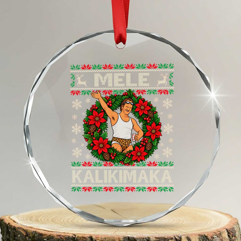 Mele Kalikimaka Funny Christmas In Hawaii Movie Vacation Crystal Glass Ornament
