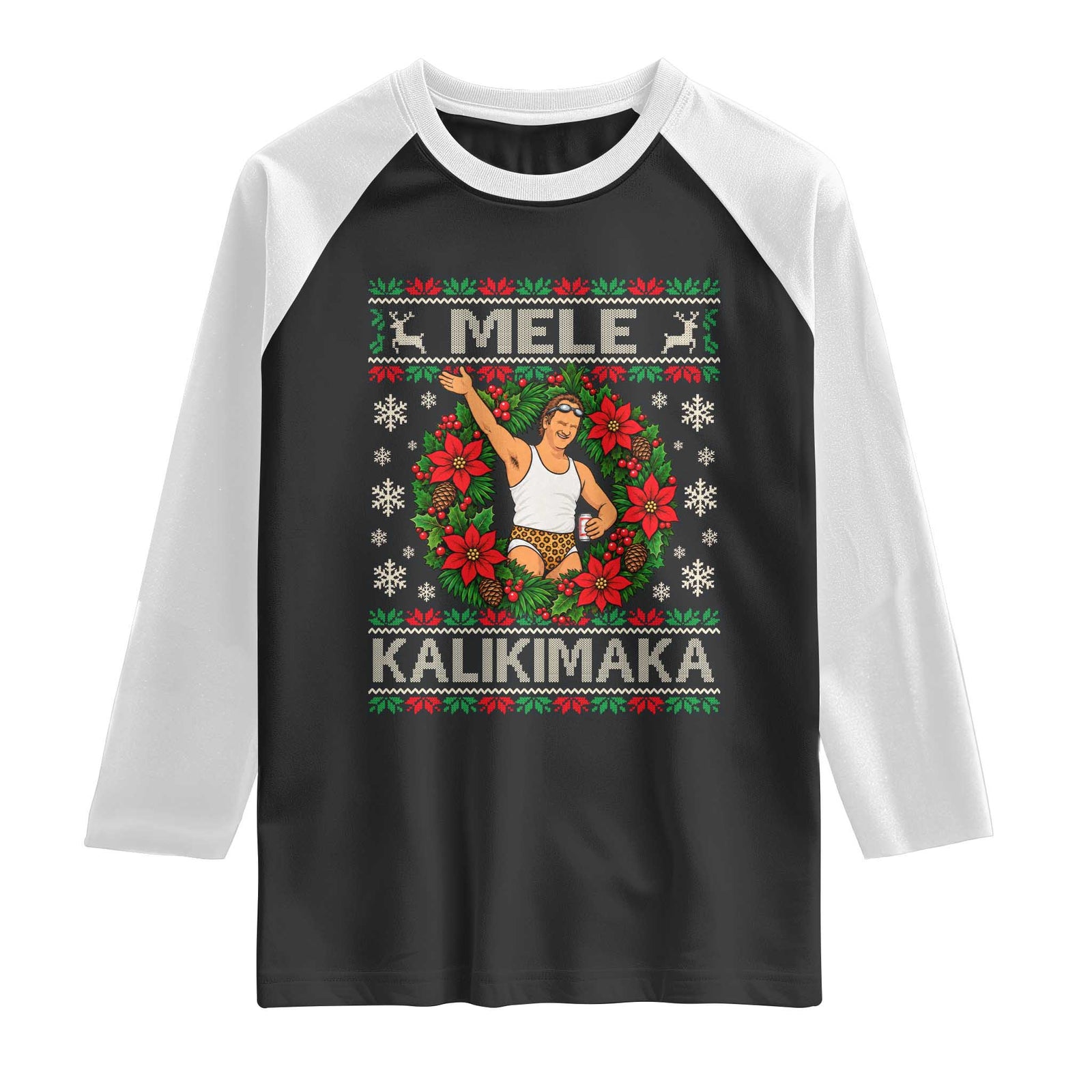 Mele Kalikimaka Funny Christmas In Hawaii Movie Vacation Raglan Shirt