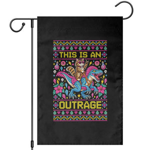 Funny Christmas Princess Cat Riding Dinosaur Xmas LitRPG Book Lover Garden Flag