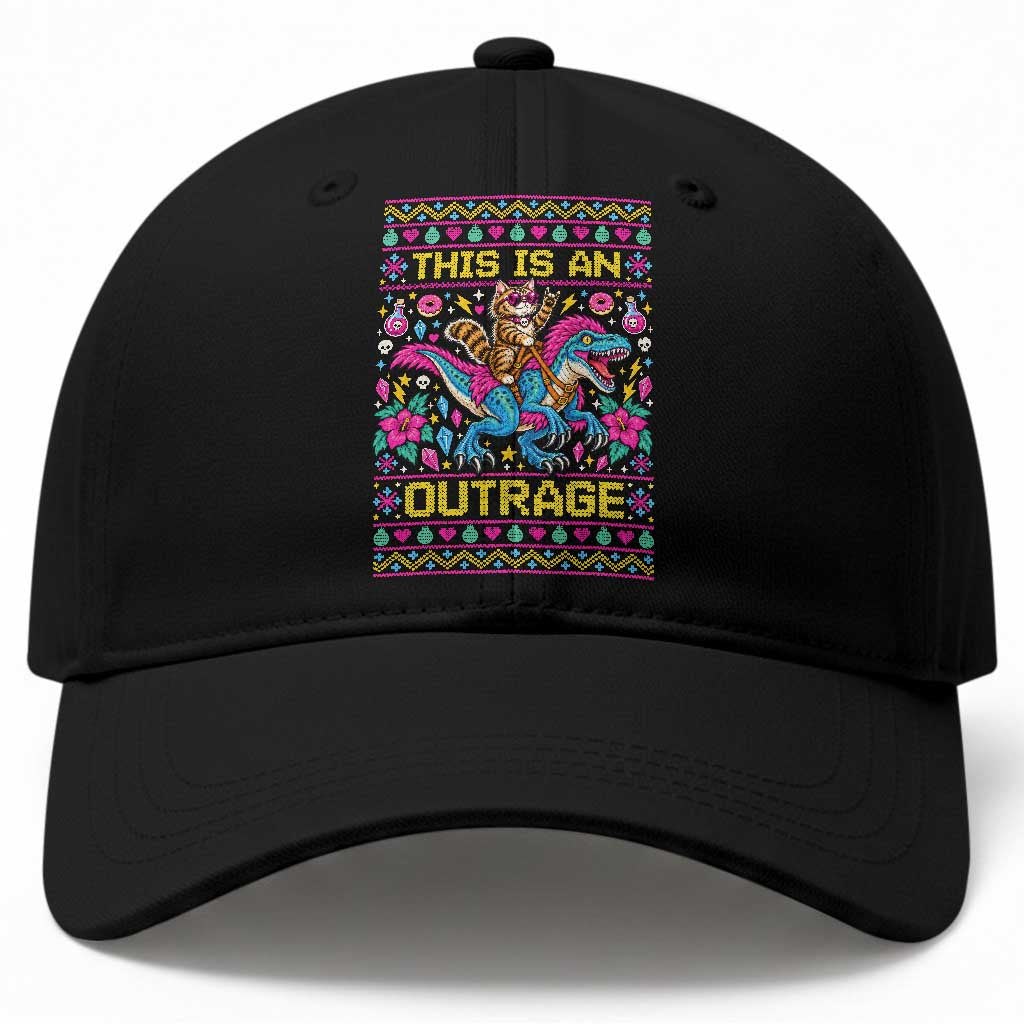Funny Christmas Princess Cat Riding Dinosaur Xmas LitRPG Book Lover Baseball Cap