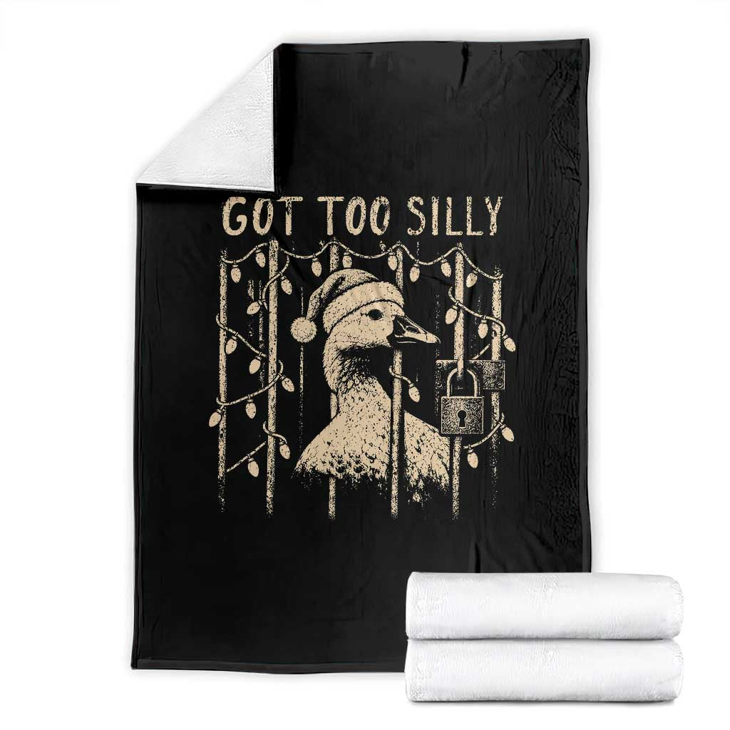 Funny Got Too Silly Christmas Throw Blanket Funny Goose Jailbird Prison Xmas Poultry Animal Pun